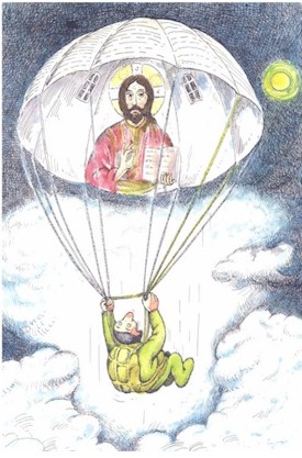 Russia cartoon, God bless you nearby