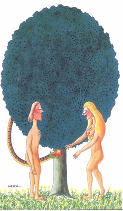 Spain cartoon, apple & sex