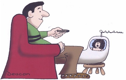 British cartoon, TV fan