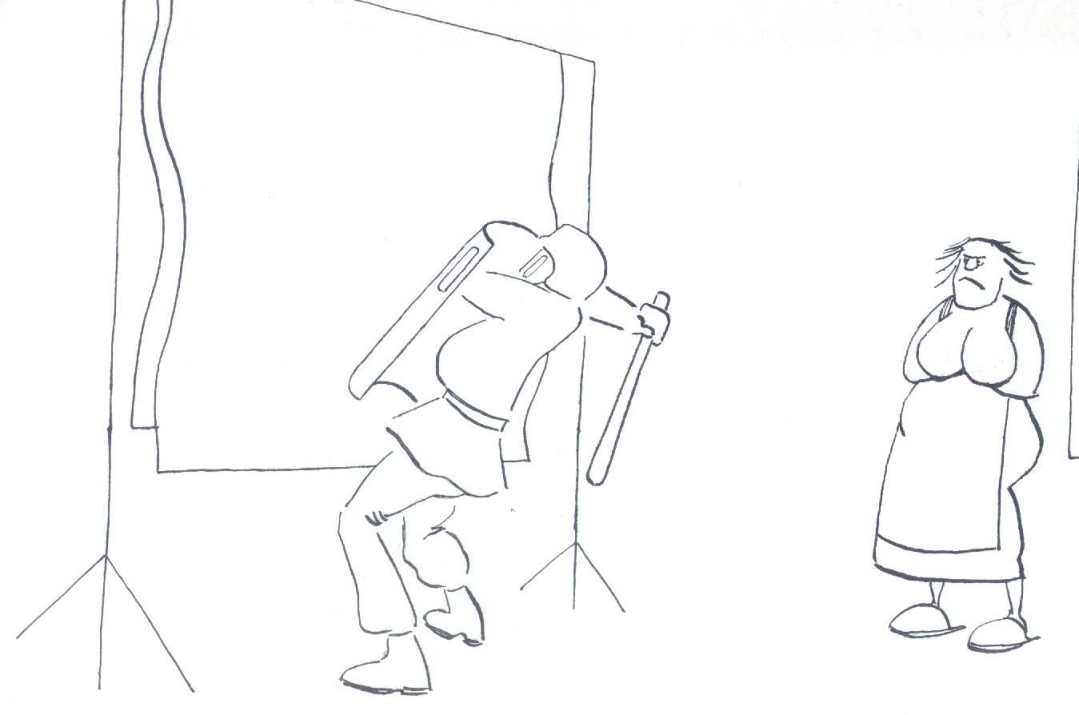 Poland cartoon, police against protest