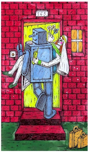 Romania cartoon, computer robot age