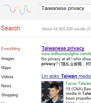 Taiwanese privacy, J. Lin Knicks